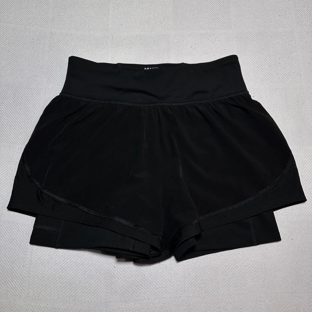 Spanx‎ Get Moving 2-in-1 Running Shorts Womens Medium Black High Rise 50197R